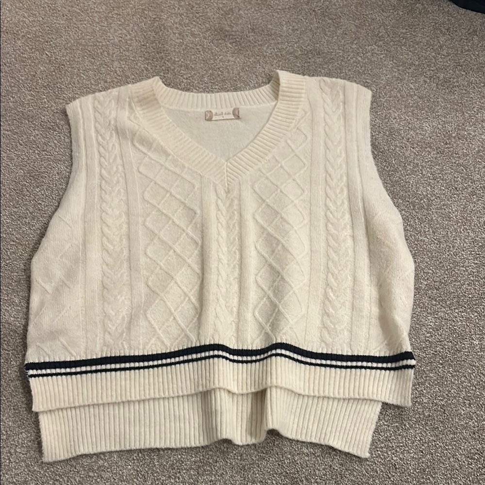Altar'd State Cream V-Neck Sweatervest